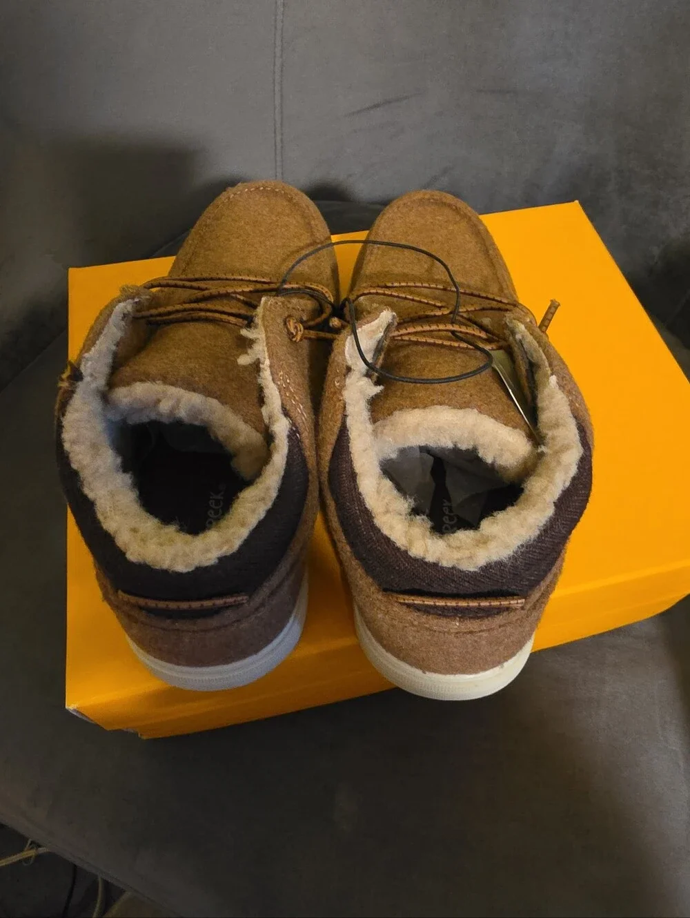 NIB Falls Creek Boys Size 3 Wayne Brown Faux Wool Lined Easy On Boots